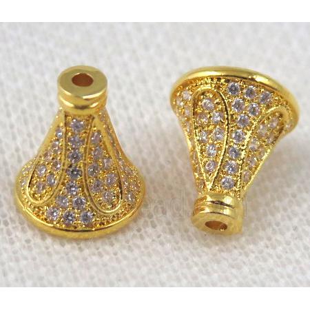 copper tassel bail paved zircon, gold plated
