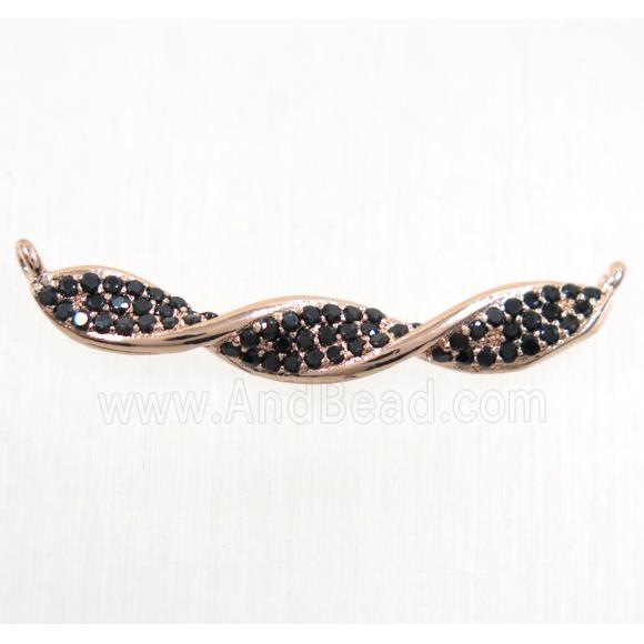 copper pendants paved zircon with 2loops, rose gold