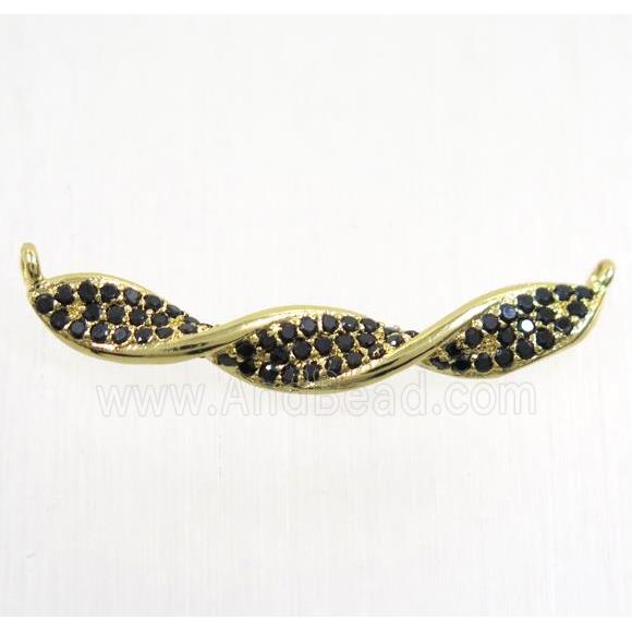 copper pendants paved zircon with 2loops, gold plated