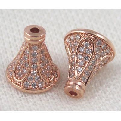 copper tassel bail paved zircon, rose gold