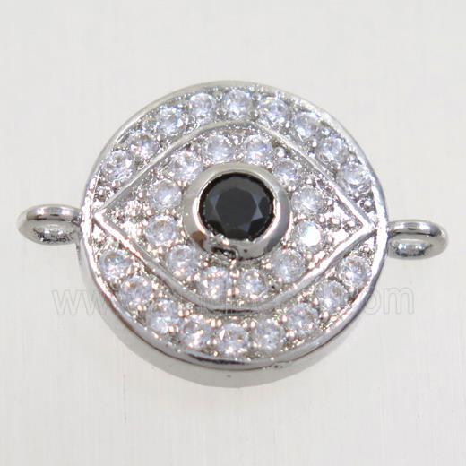 copper eye connector paved zircon, platinum plated