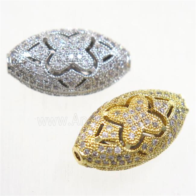 copper rice beads paved zircon, mix color