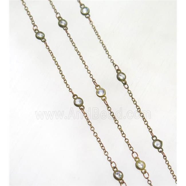 copper chain paved zircon, brass