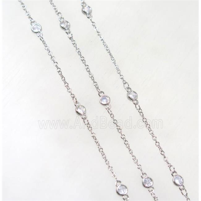 copper chain paved zircon, platinum plated