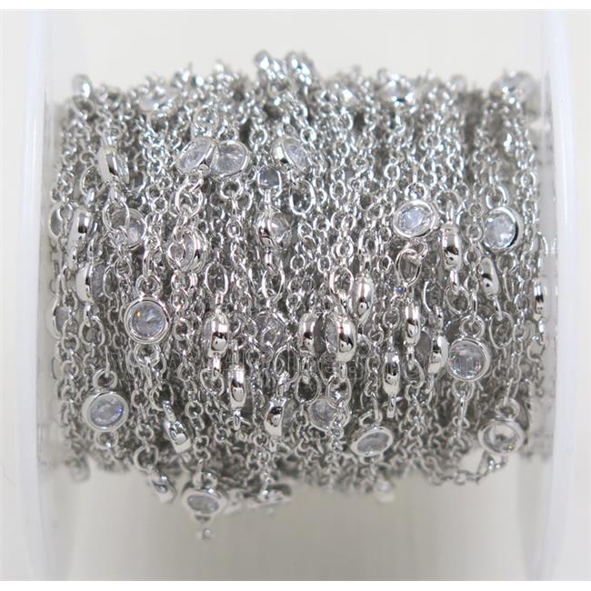 copper chain paved zircon, platinum plated