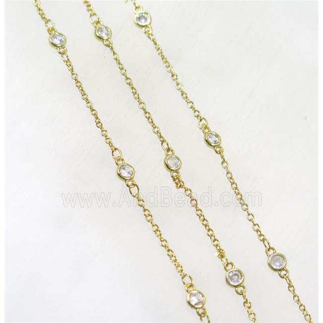 copper chain paved zircon, gold plated