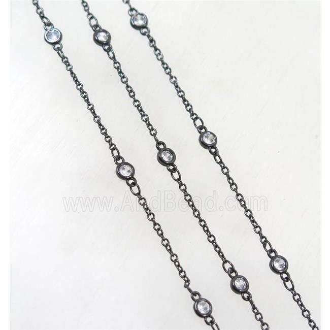 copper chain paved zircon, black plated