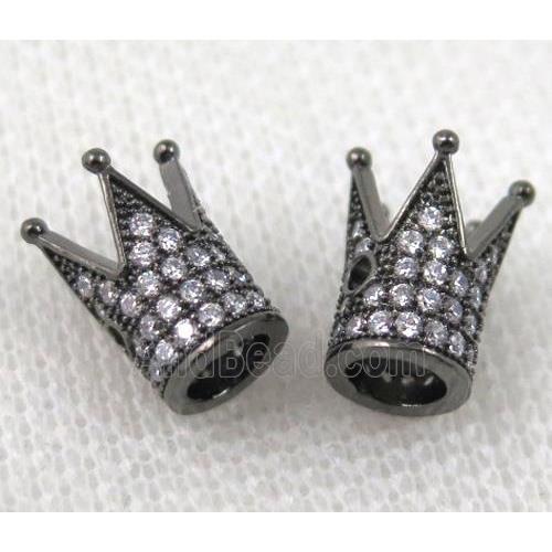 copper crown beads paved zircon, black plated