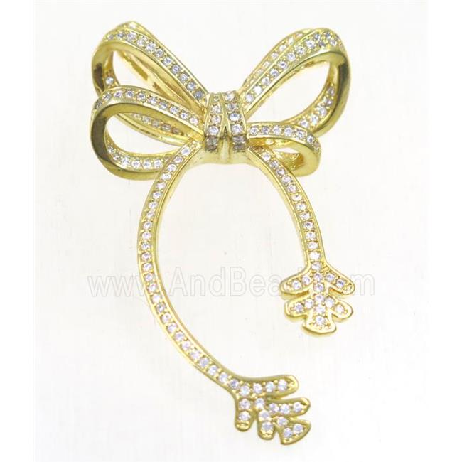 copper knots pendants paved zircon, gold plated