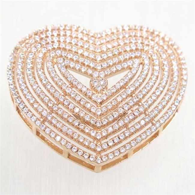 copper heart connector paved zircon, rose gold
