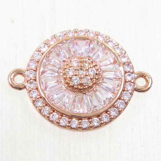 copper sunflower connector paved zircon, rose gold