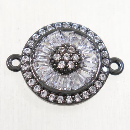 copper sunflower connector paved zircon, black plated