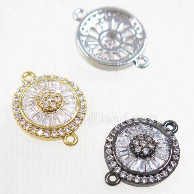 copper sunflower connector paved zircon, mix color