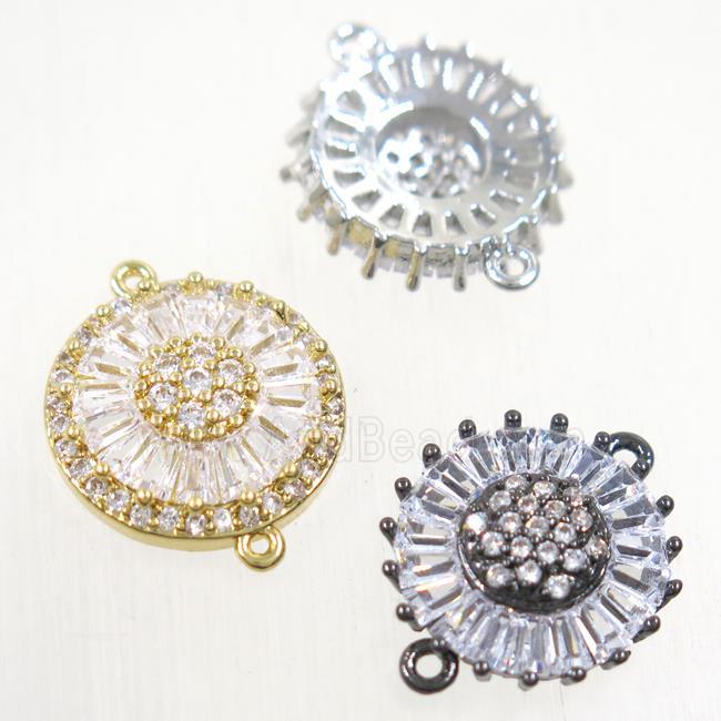 copper sunflower connector paved zircon, mix color