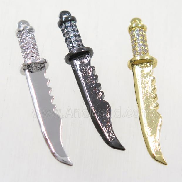 copper pendant paved zircon, knife, mix color