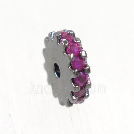 copper rondelle beads pave hopink zircon, black plated