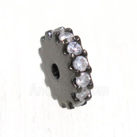 copper rondelle beads pave zircon, black plated