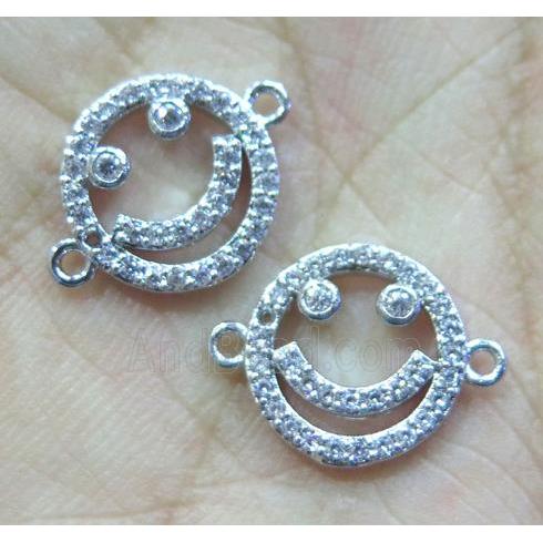 copper connector paved zircon, platinum plated