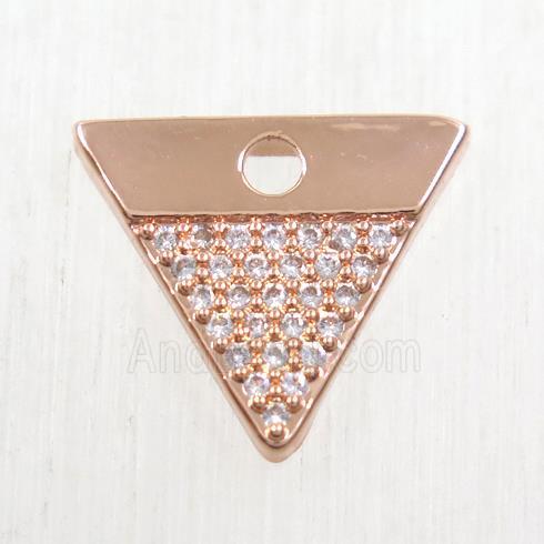 copper triangle pendant paved zircon, rose gold
