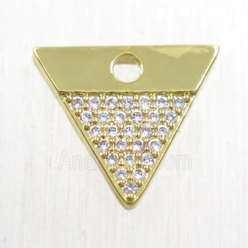 copper triangle pendant paved zircon, gold plated
