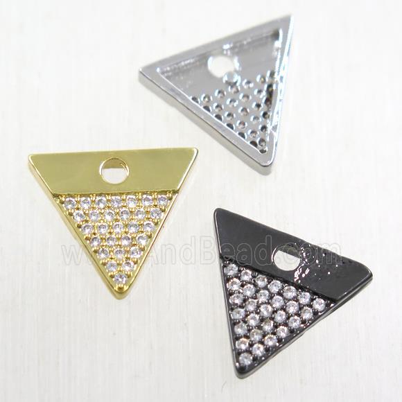 copper triangle pendant paved zircon, mix color