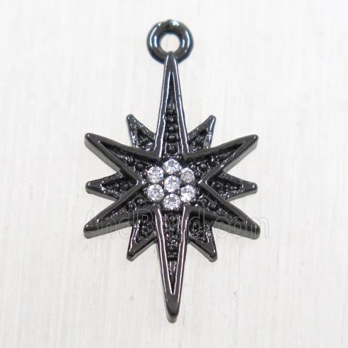 copper northstar pendant paved zircon, black plated