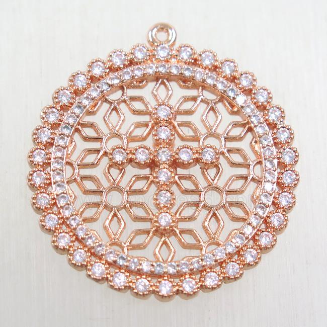 copper pendant paved zircon, rose gold