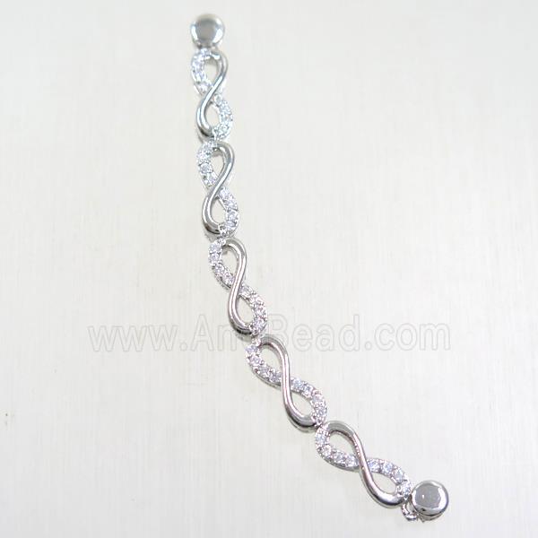 copper connector paved zircon, platinum plated