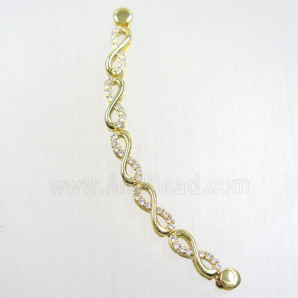 copper connector paved zircon, gold plated