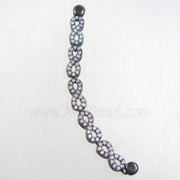 copper connector paved zircon, black plated