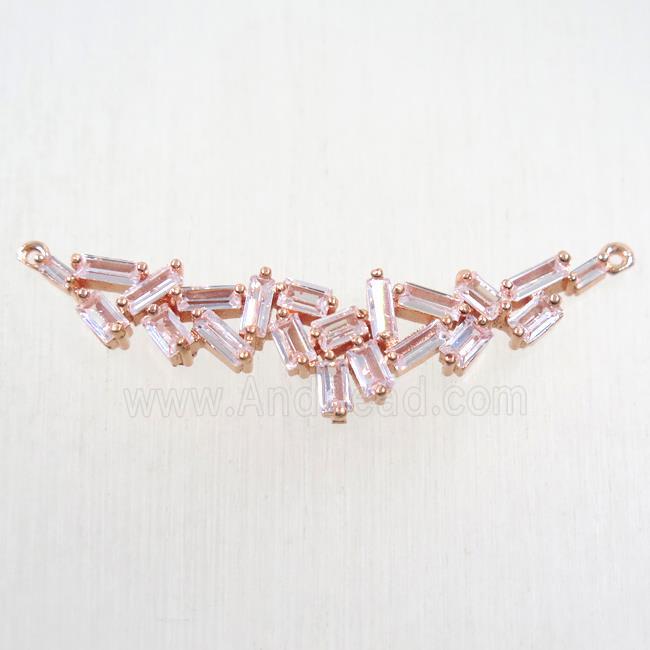 copper connector paved zircon, rose gold