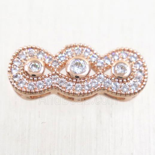 copper linker paved zircon, rose gold