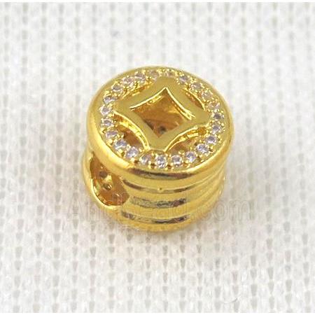 copper bead pave zircon, gold plated