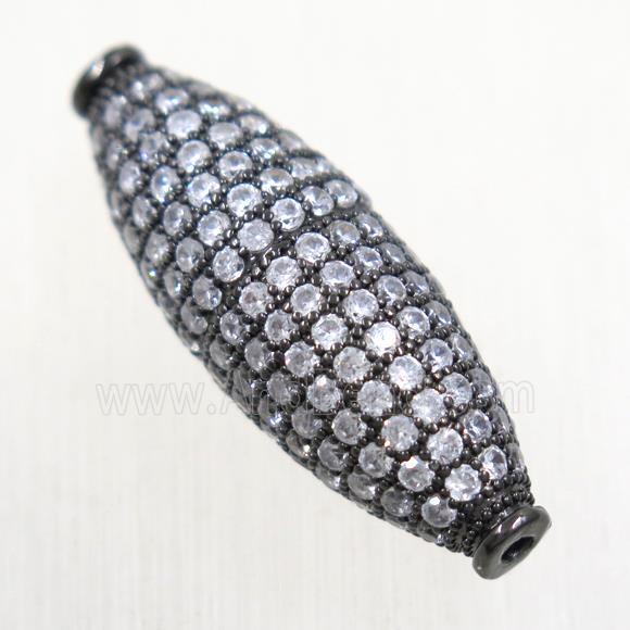 copper oval beads paved zircon, black plated