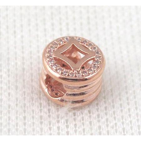 copper bead pave zircon, rose gold plated