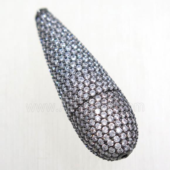 copper teardrop beads paved zircon, black plated