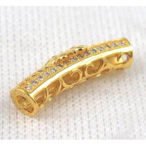 copper bracelet bar pave zircon, gold plated