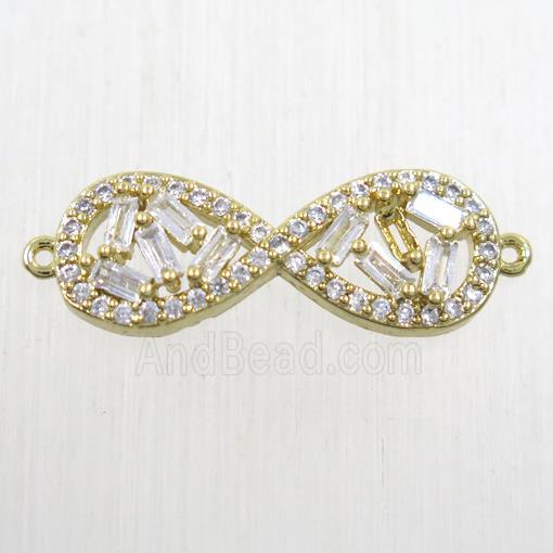copper infinity connector paved zircon, gold plated