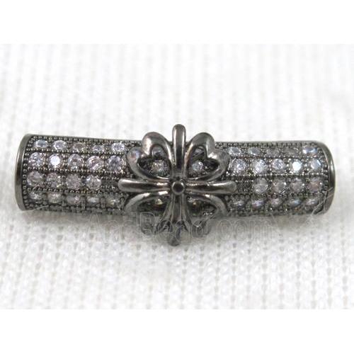 copper bracelet bar pave zircon, black plated