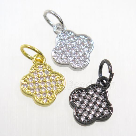 copper pendant paved zircon, four-leaf Clover, mix color