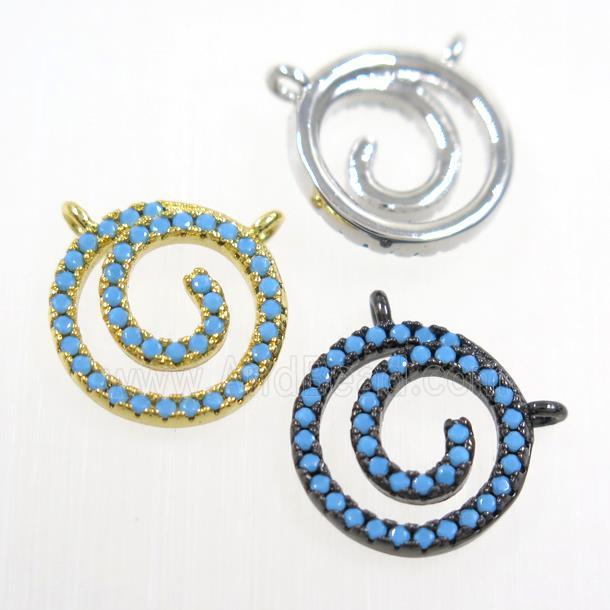 copper circle pendant paved zircon, turq, mix color
