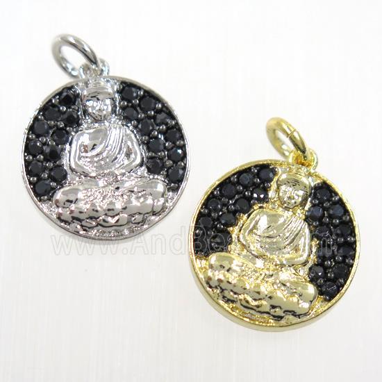 copper buddha pendant paved zircon, mix color