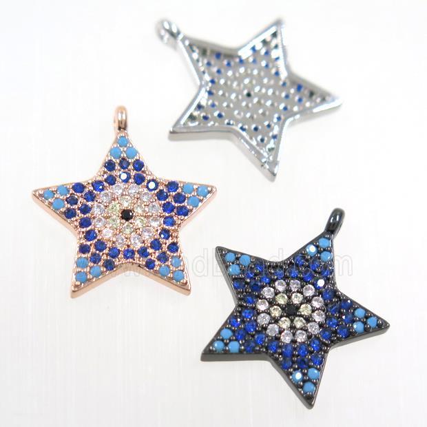 copper star pendant paved zircon, mix color
