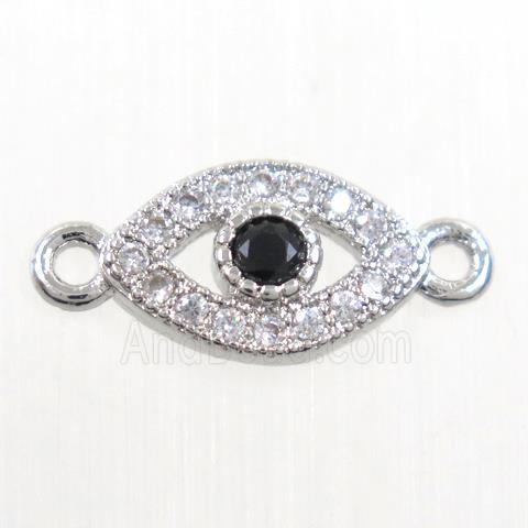 copper eye connector paved zircon, platinum plated