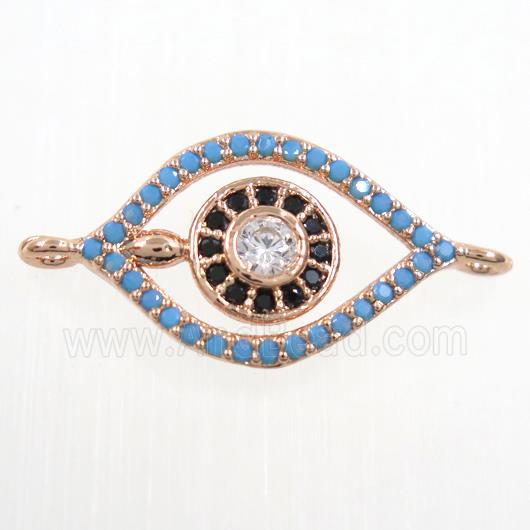 copper eye connector paved zircon, rose gold