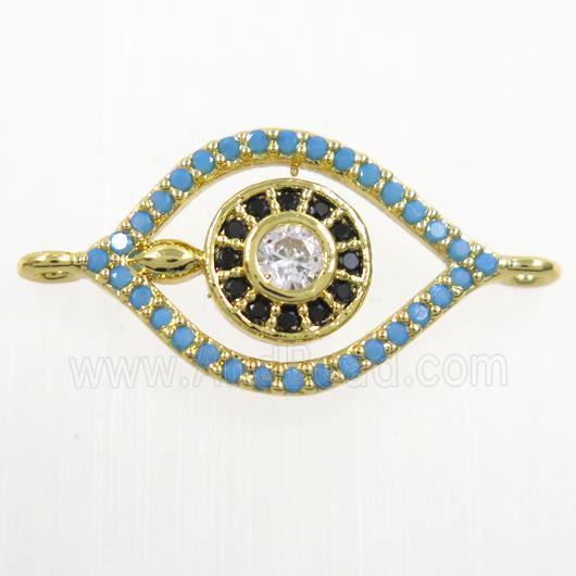 copper eye connector paved zircon, gold plated