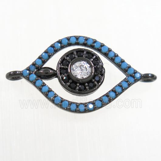 copper eye connector paved zircon, black plated
