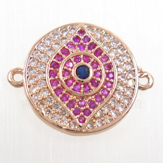 copper button eye connector paved zircon, rose gold