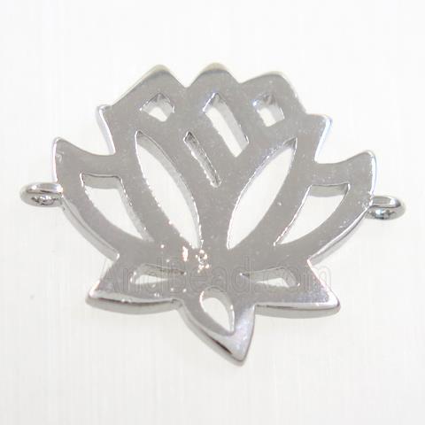 copper lotus flower connector, platinum plated