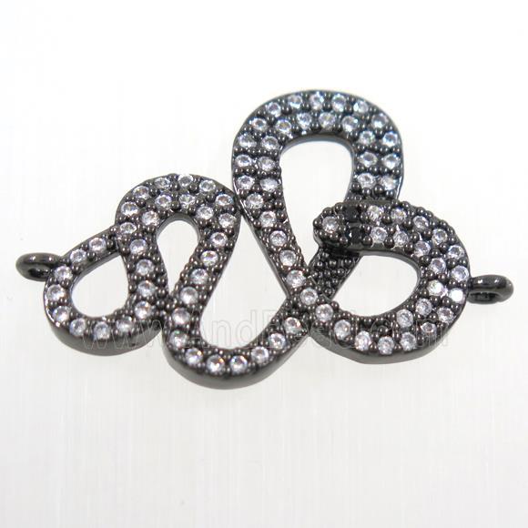 copper Snake connector paved zircon, black plated